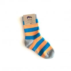 Polly & Andy ORANG BLUE STRIPED SOCKS - Bamboo Socks Made In Ireland Baby
