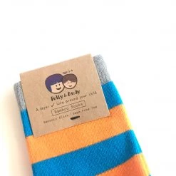 Polly & Andy ORANG BLUE STRIPED SOCKS - Bamboo Socks Made In Ireland Baby