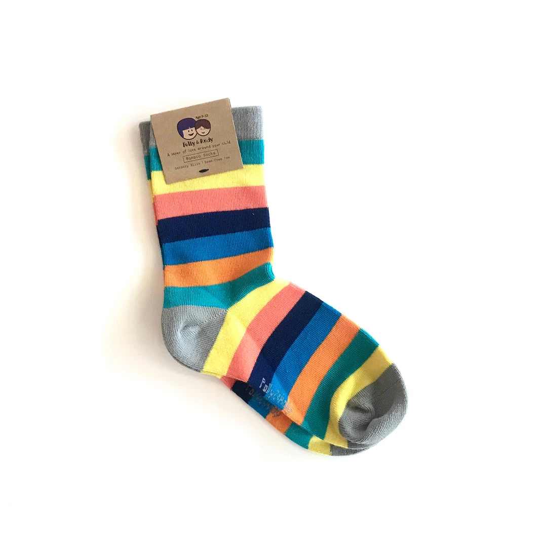 Polly & Andy MULTICOLOURED STRIPED SOCKS - Bamboo Socks Made In Ireland