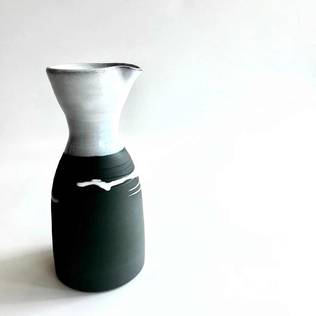 Paul Maloney CARAFE - Beautiful Handmade Irish Pottery - Black Stoneware With White Glaze All Pottery