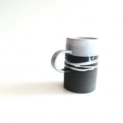 Paul Maloney All Pottery TALL MUG - Beautiful Handmade Irish Pottery - Black Stoneware With White Glaze