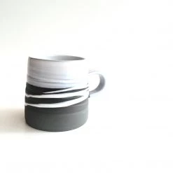 Paul Maloney REGULAR MUG - Beautiful Handmade Irish Pottery - Black Stoneware With White Glaze All Pottery