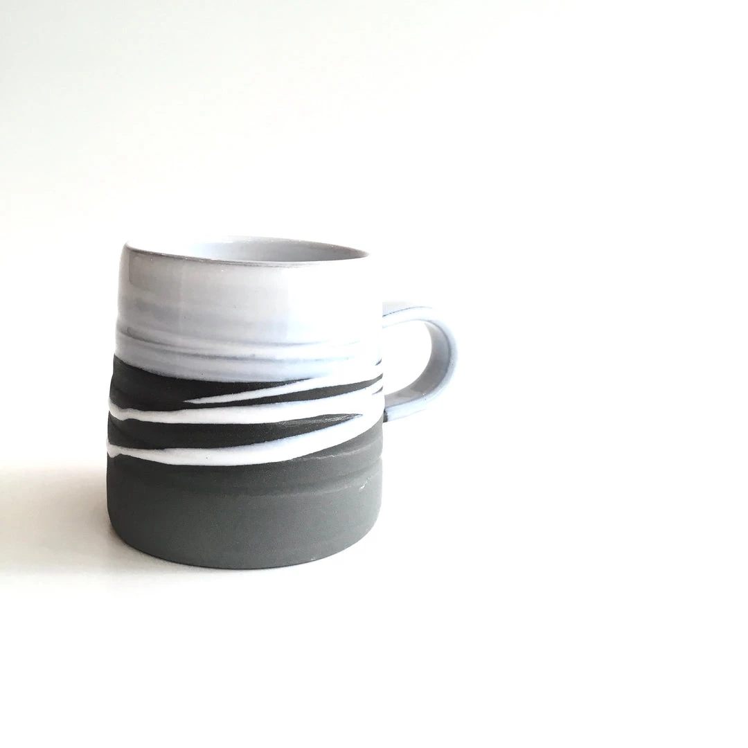 Paul Maloney REGULAR MUG - Beautiful Handmade Irish Pottery - Black Stoneware With White Glaze All Pottery