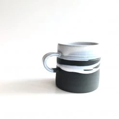 Paul Maloney REGULAR MUG - Beautiful Handmade Irish Pottery - Black Stoneware With White Glaze All Pottery