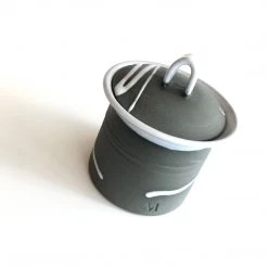 Paul Maloney SUGAR BOWL - Beautiful Handmade Irish Pottery - Black Stoneware With White Glaze