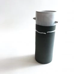 Paul Maloney TALL UTENSIL JAR / VASE - Beautiful Handmade Irish Pottery - Black Stoneware With White Glaze All Pottery