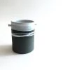 Paul Maloney All Pottery SHORT UTENSIL JAR / VASE - Beautiful Handmade Irish Pottery - Black Stoneware With White Glaze