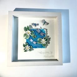 Rebeka Kahn Art WATERLILY DRAGONFLY - Raku Ceramic Art By Rebeka Kahn Ceramic Wall Art