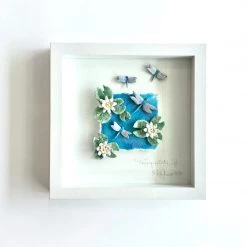 Rebeka Kahn Art WATERLILY DRAGONFLY - Raku Ceramic Art By Rebeka Kahn Ceramic Wall Art