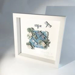 Rebeka Kahn Art WATERLILY DRAGONFLY - Raku Ceramic Art By Rebeka Kahn Ceramic Wall Art