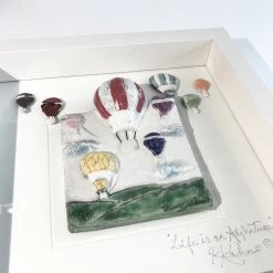Rebeka Kahn Art Ceramic Wall Art HOT AIR BALLOON - Raku Ceramic Art By Rebeka Kahn