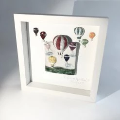 Rebeka Kahn Art Ceramic Wall Art HOT AIR BALLOON - Raku Ceramic Art By Rebeka Kahn