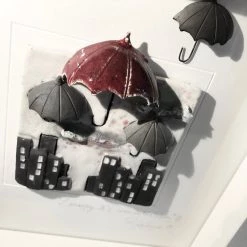 Rebeka Kahn Art Ceramic Wall Art UMBRELLA - Raku Ceramic Art By Rebeka Kahn