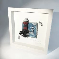 Rebeka Kahn Art BEAUTIFUL IRELAND - Lighthouse - Raku Ceramic Art By Rebeka Kahn Ceramic Wall Art