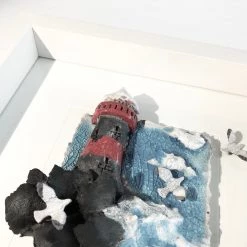 Rebeka Kahn Art BEAUTIFUL IRELAND - Lighthouse - Raku Ceramic Art By Rebeka Kahn Ceramic Wall Art