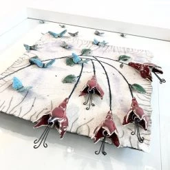 Rebeka Kahn Art Ceramic Wall Art FUCHSIA - Raku Ceramic Art By Rebeka Kahn