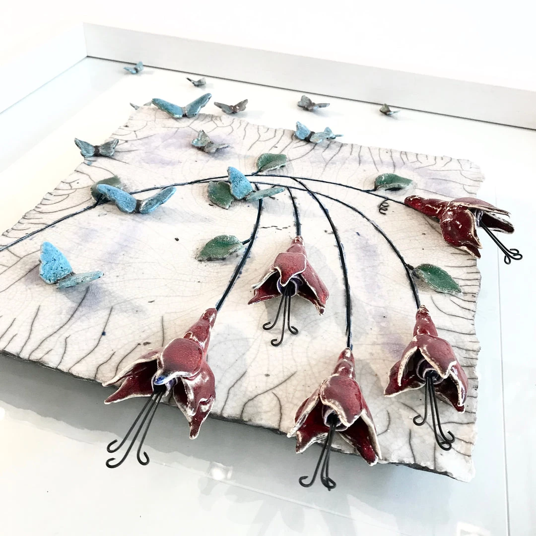 Rebeka Kahn Art Ceramic Wall Art FUCHSIA - Raku Ceramic Art By Rebeka Kahn