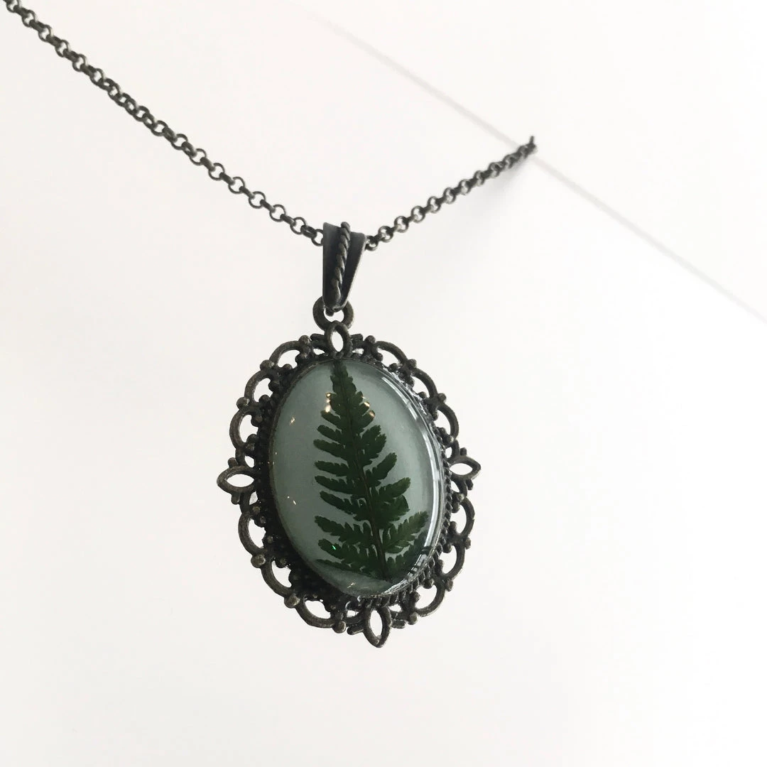 Ruby Robin FOREST FERN Pendant Necklace