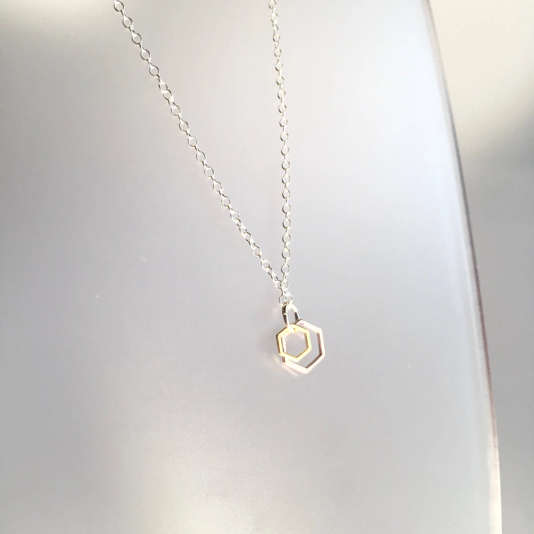 Starling Bridge Necklace Geometric Silver + Brass Made In Belfast