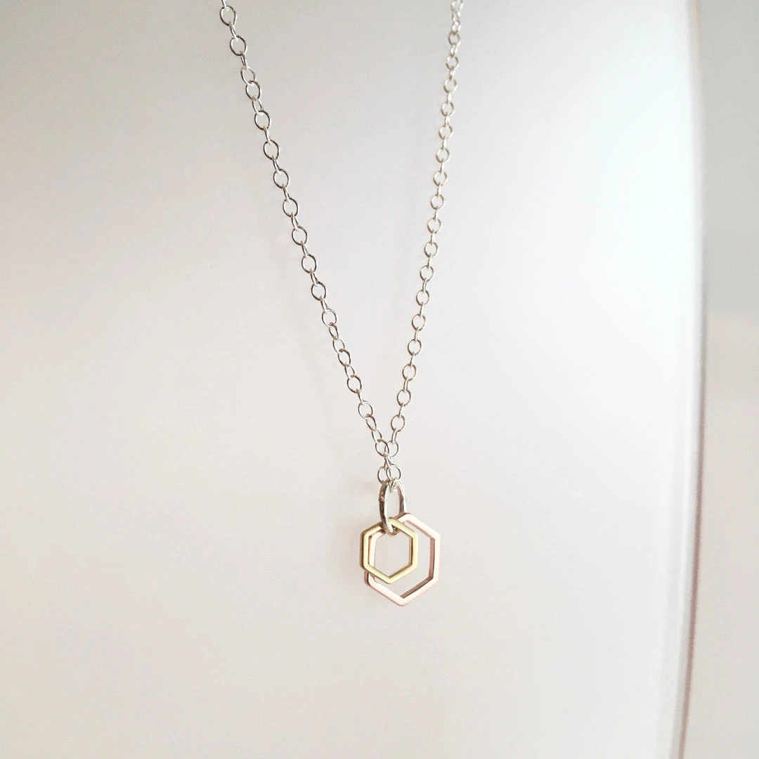 Starling Bridge Necklace Geometric Silver + Brass Made In Belfast