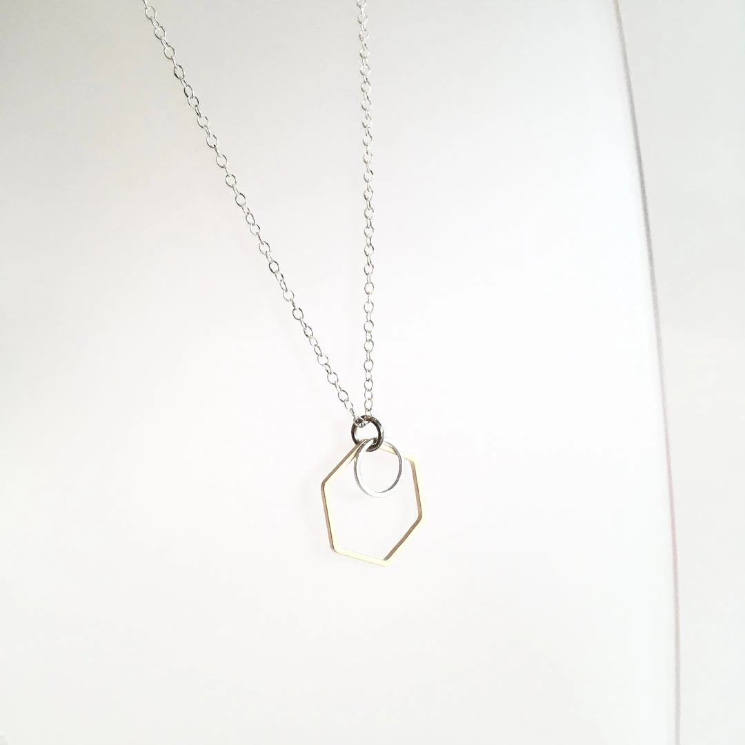 Starling Bridge Necklaces Geometric Silver + Brass Necklace Made In Ireland