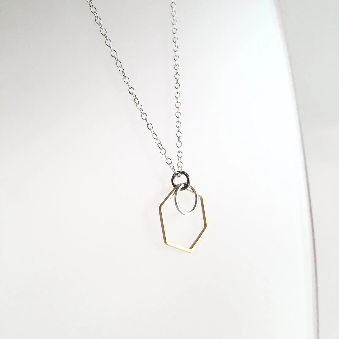 Starling Bridge Necklaces Geometric Silver + Brass Necklace Made In Ireland
