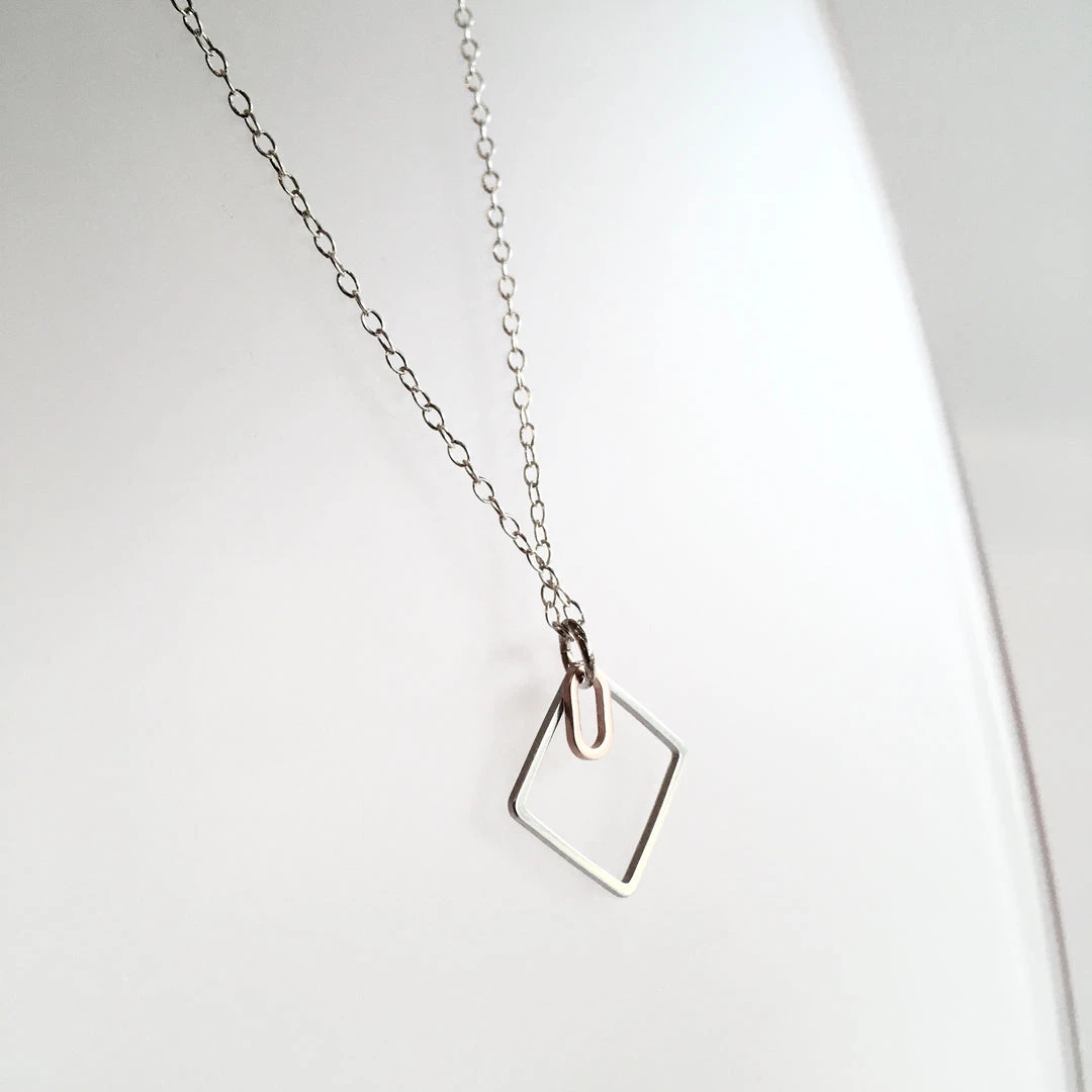 Starling Bridge Geometric Silver + Brass Necklace Made In Ireland Necklaces
