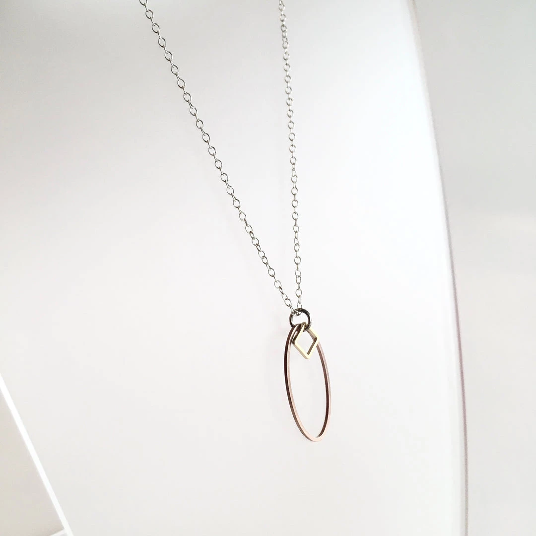 Starling Bridge Necklaces Geometric Silver + Brass Necklace Made In Ireland