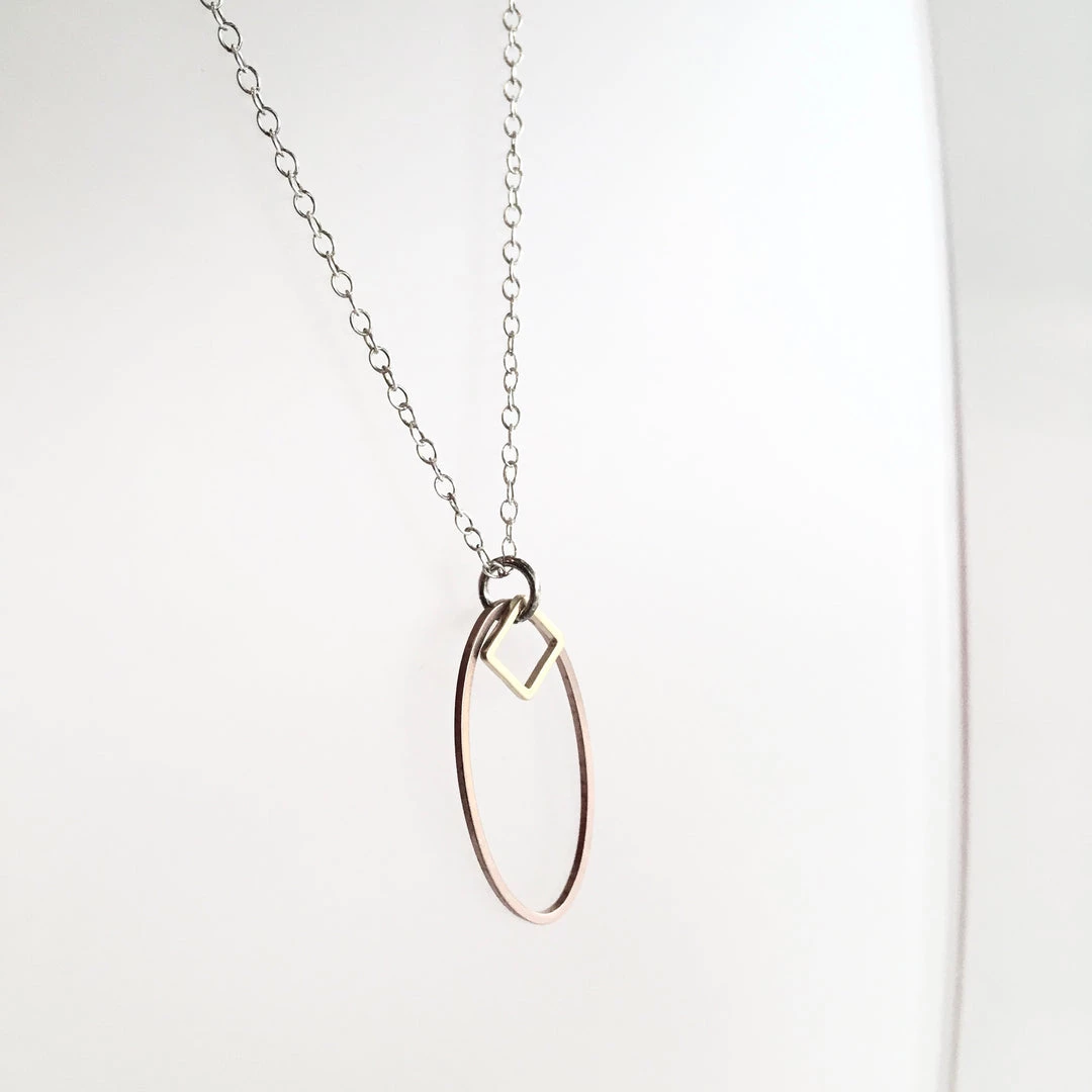 Starling Bridge Necklaces Geometric Silver + Brass Necklace Made In Ireland