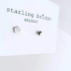Starling Bridge Earrings Random Cut Silver Textured Studs