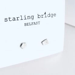 Starling Bridge Silver Textured Random Cut Studs Earrings