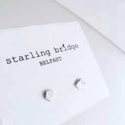 Starling Bridge Silver Textured Random Cut Studs Earrings