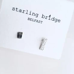 Starling Bridge Earrings Random Cut Silver Textured Studs