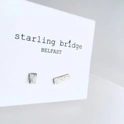 Starling Bridge Earrings Random Cut Silver Textured Studs