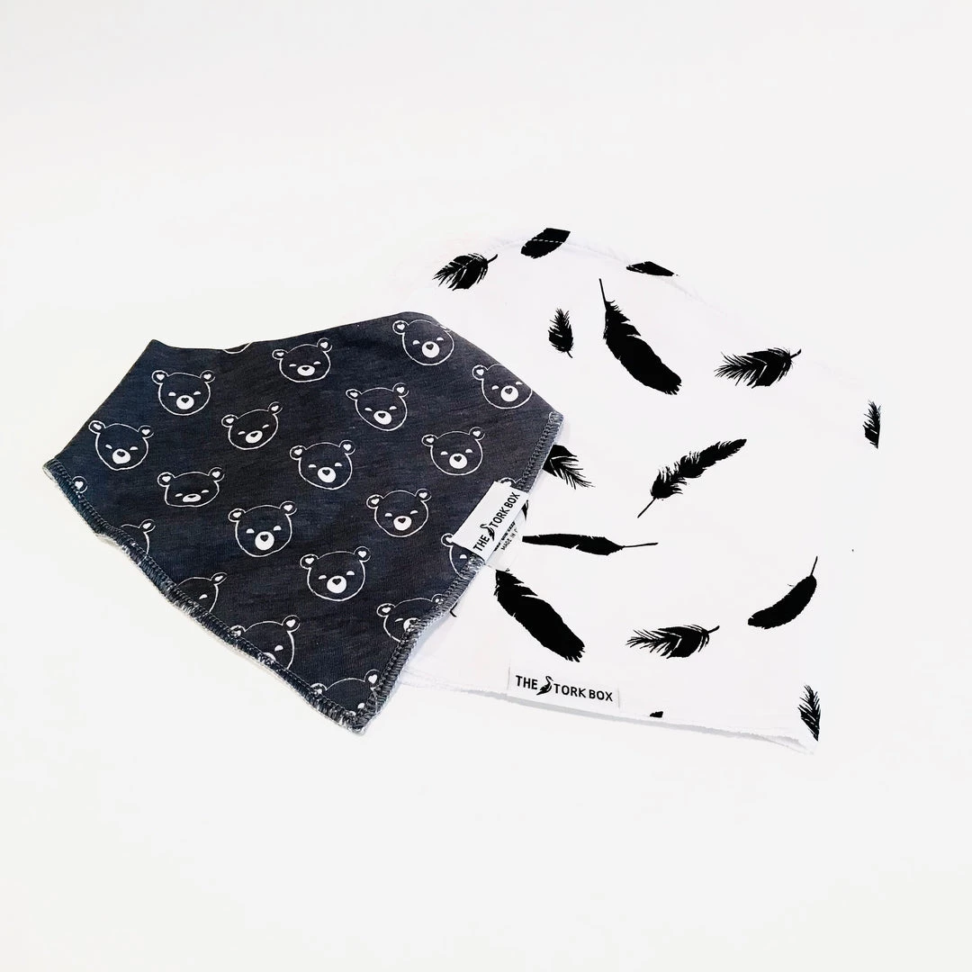 The Stork Box Baby Dribble Bib & Burp Cloth - Bear