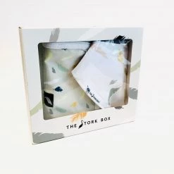 The Stork Box Baby Feather Bib & Blanket Set