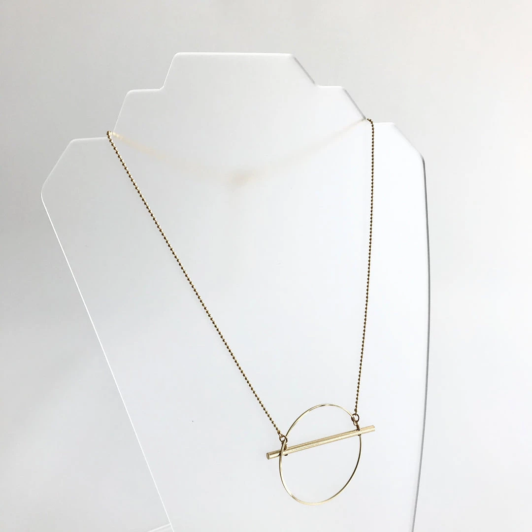 Scribble And Stone Necklaces HOOP & BAR Necklace - Gold Plated Hand Made In Ireland