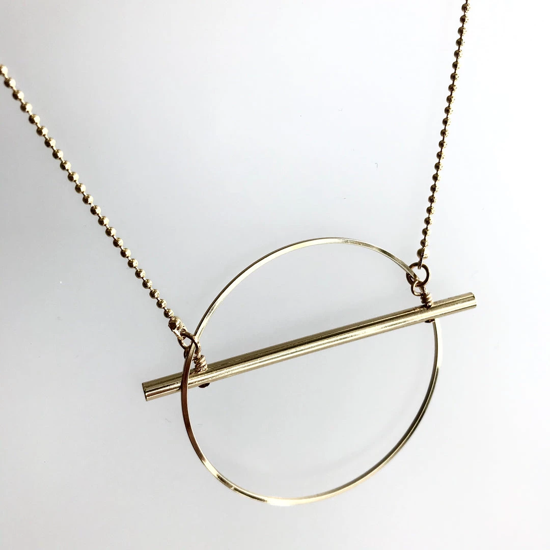 Scribble And Stone Necklaces HOOP & BAR Necklace - Gold Plated Hand Made In Ireland