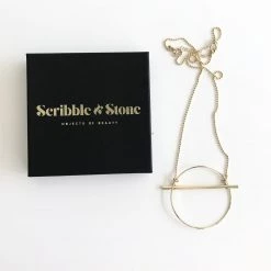 Scribble And Stone Necklaces HOOP & BAR Necklace - Gold Plated Hand Made In Ireland