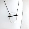 Scribble And Stone Necklaces GOLD HOOP & BLACK BAR Pendant Necklace - Gold Plated Hand Made In Ireland