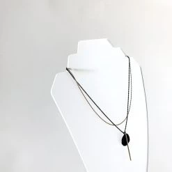 Scribble And Stone Necklaces LAYERED TWO CHAIN BLACK & GOLD BAR Necklace - Gold Plated Hand Made In Ireland