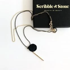 Scribble And Stone Necklaces LAYERED TWO CHAIN BLACK & GOLD BAR Necklace - Gold Plated Hand Made In Ireland