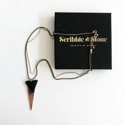 Scribble And Stone LAYERED TWO CHAIN BLACK & GOLD TRIANGLE Necklace - Gold Plated Hand Made In Ireland