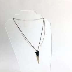 Scribble And Stone LAYERED TWO CHAIN BLACK & GOLD TRIANGLE Necklace - Gold Plated Hand Made In Ireland