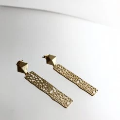 Scribble And Stone Column Drop Earrings - Gold Plated Hand Made In Ireland