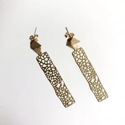 Scribble And Stone Column Drop Earrings - Gold Plated Hand Made In Ireland