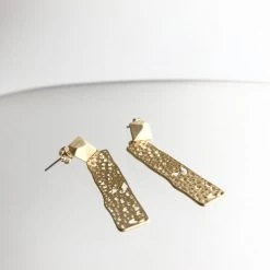 Scribble And Stone Column Drop Earrings - Gold Plated Hand Made In Ireland