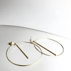 Scribble And Stone GOLD HOOP BAR DROP EARINGS - Gold Plated Hand Made In Ireland Earrings