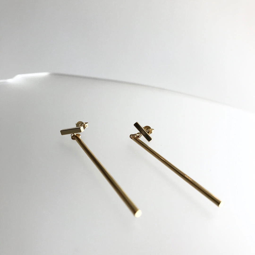 Scribble And Stone GOLD BAR DROP EARINGS - Gold Plated Hand Made In Ireland Earrings
