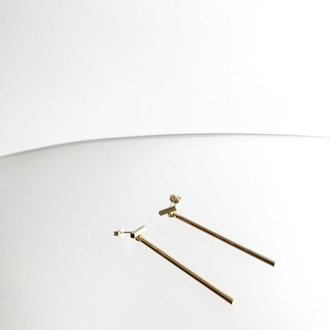 Scribble And Stone GOLD BAR DROP EARINGS - Gold Plated Hand Made In Ireland Earrings